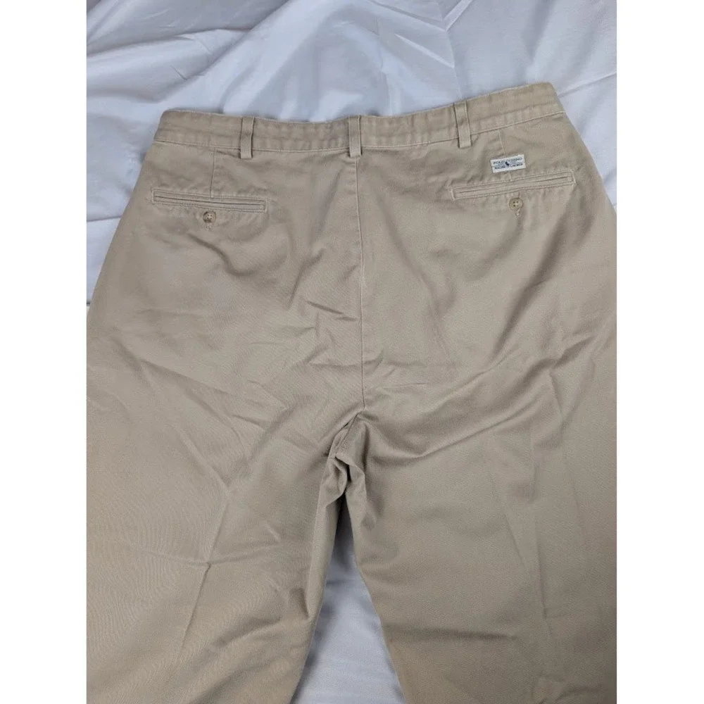 Polo Ralph Lauren Chino Pants Men's 38x32 Khaki Tan Pleated Trousers